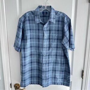 George Shirt Short Sleeve Button Down Blue Plaid Top Size M (38-40)
